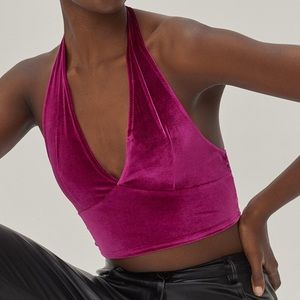 Velvet halter crop top